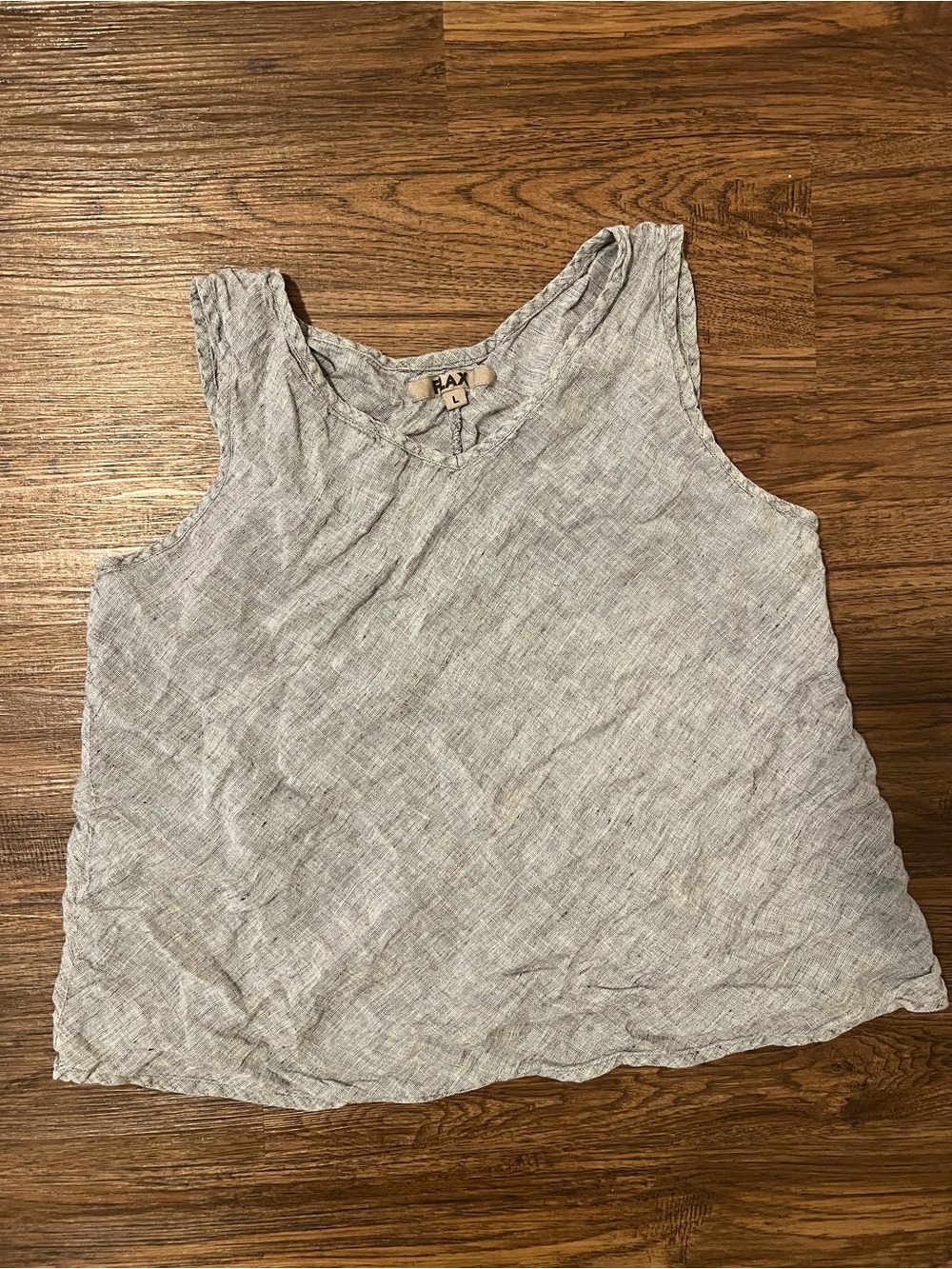 Flax Light Gray Linen-Blend Tank Top